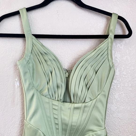 HOUSE OF CB FAYE PISTACHIO SATIN CORSET MIDI DRESS NWOT size XS - Picture 8 of 16